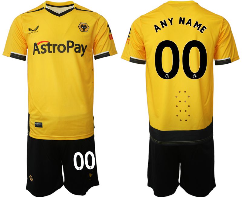 Men 2022-2023 Club Wolverhampton Wanderers home yellow customized Soccer Jersey